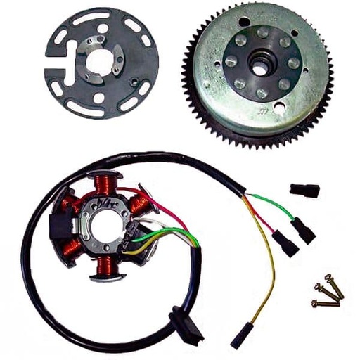 [E04168535.] Volante Magnético 6 Polos 12V 85W (Motor Derbi/Piaggio 6 Marchas con arranque eléctrico)