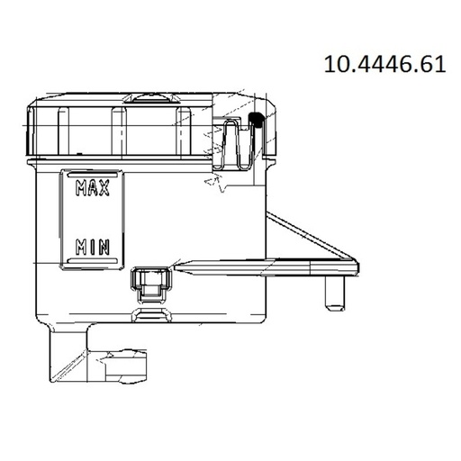 [Brembo 10444661.] Depósito para bomba Brembo salida 90º soporte horizontal agujero grande - 10444661