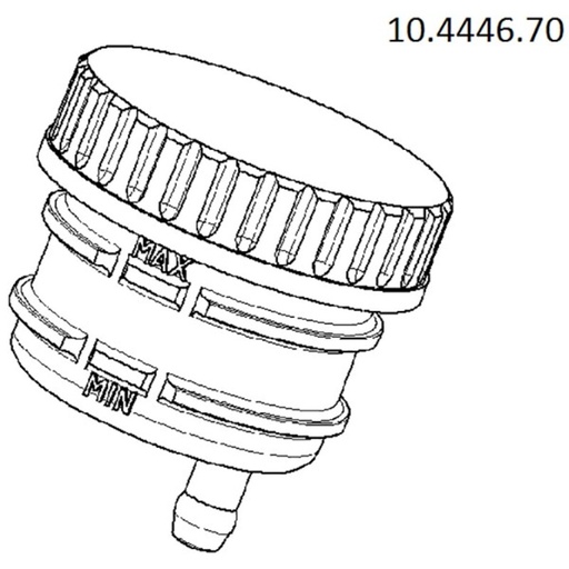 [Brembo 10444670.] Depósito para bomba Brembo salida recta soporte por abrazadera - 10444670