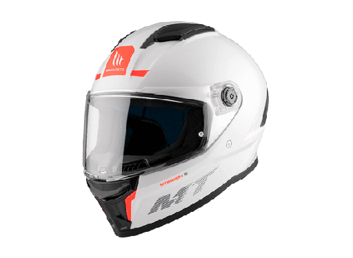 [133400000010.] Casco Integral MT Stinger 2 Solid A0 Blanco Perla Brillo