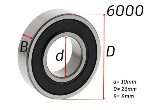 [S71.00.] Rodamiento bolas 6000 2RS C3 10x26x8