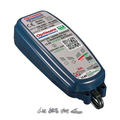 [E00600470.] Cargador de baterías Litio para moto TM-470 / 0,8A